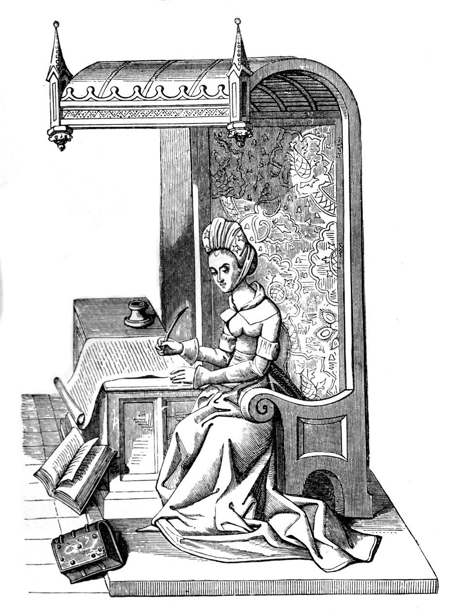 Christine de Pizan 1364-1430, mittelalterliche Schriftstellerin, Rhetorikerin und Kritikerin, 15. Jahrhundert, 1870 von Unbekannt