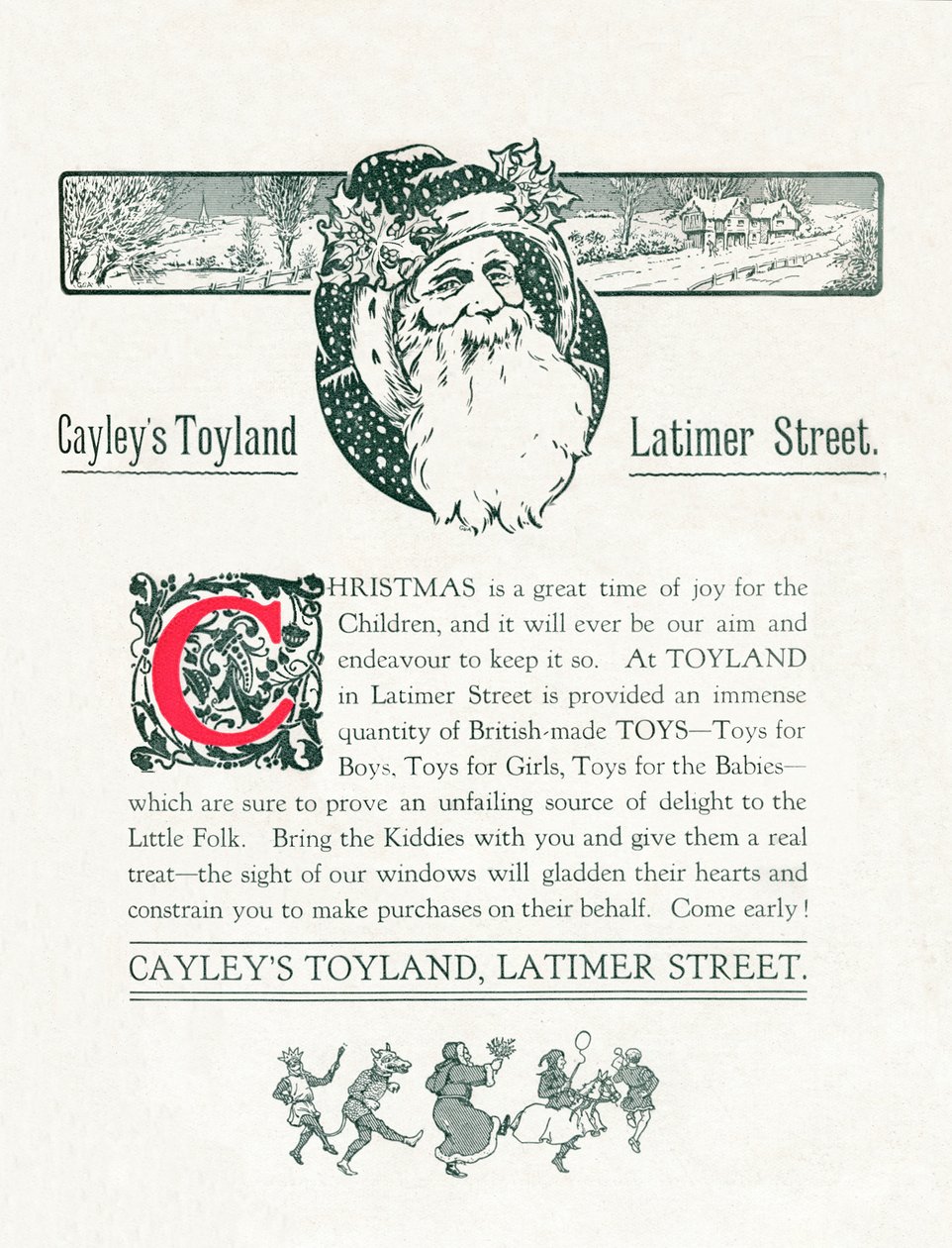 Weihnachtswerbung für Cayleys Toyland, 1917 von Unbekannt