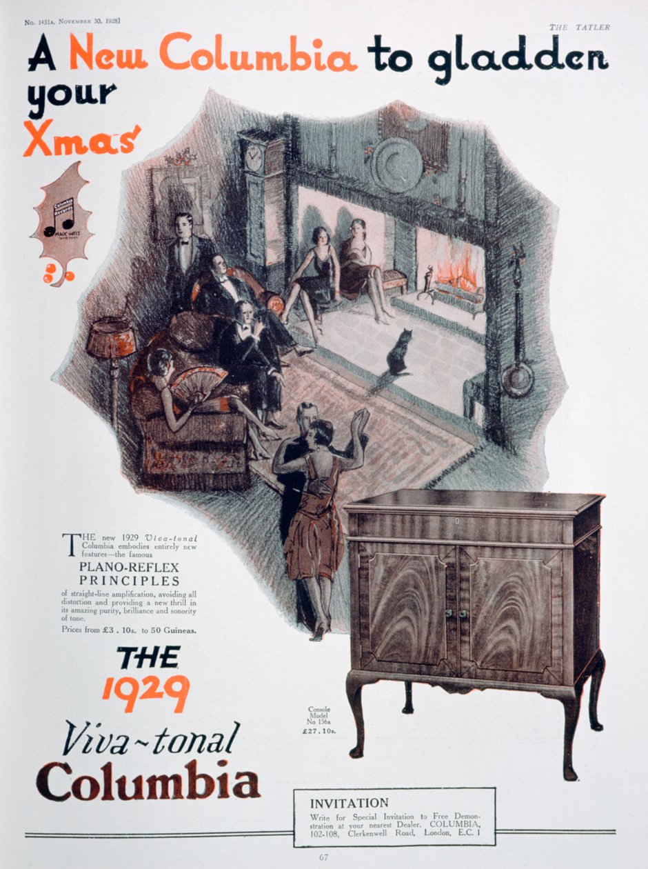 Weihnachtswerbung für Columbia Grammophone, 1928 von Unbekannt