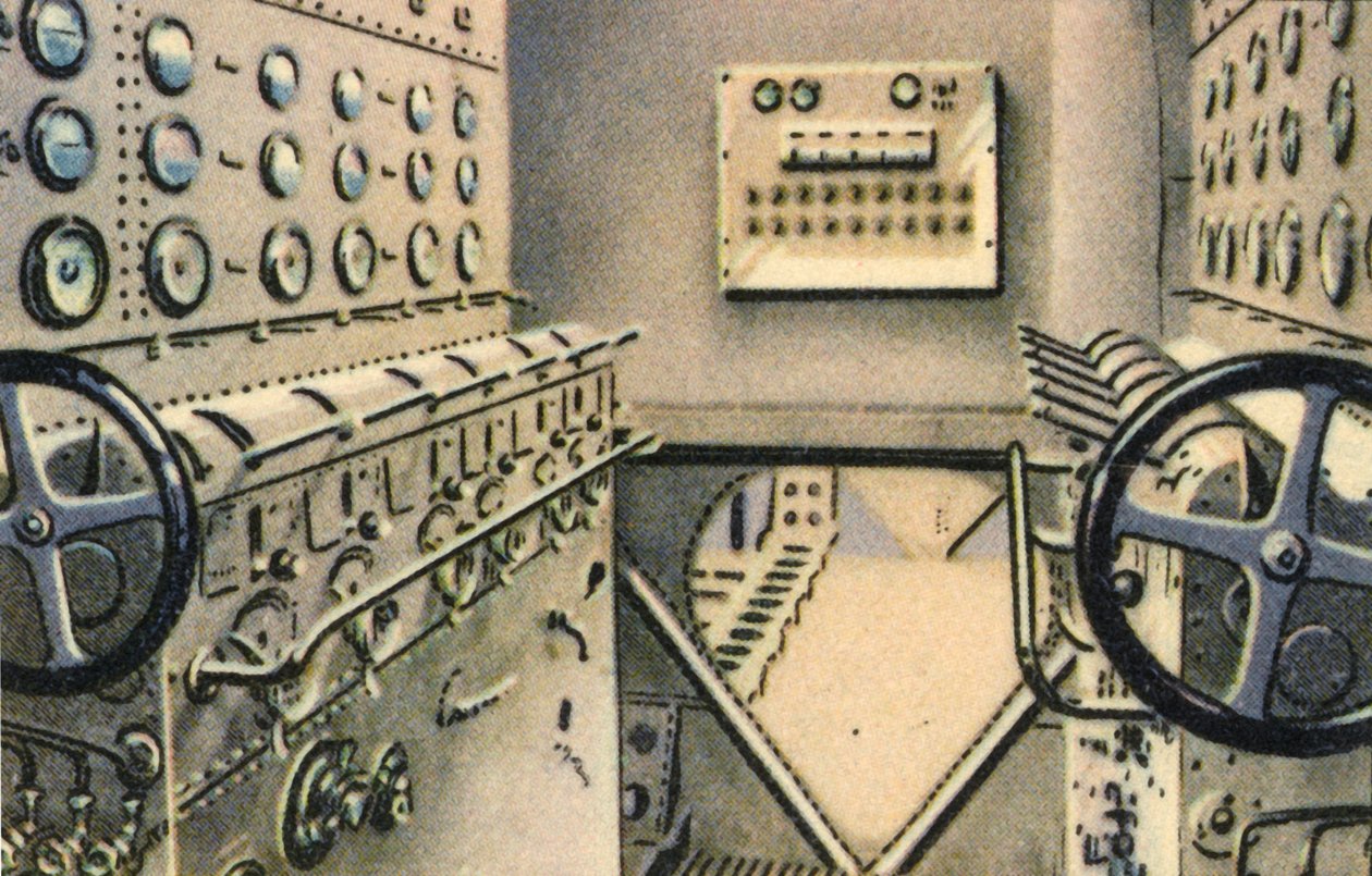 Kontrollraum an Bord des Dornier Do X Flugboots, 1920er, 1932 von Unbekannt
