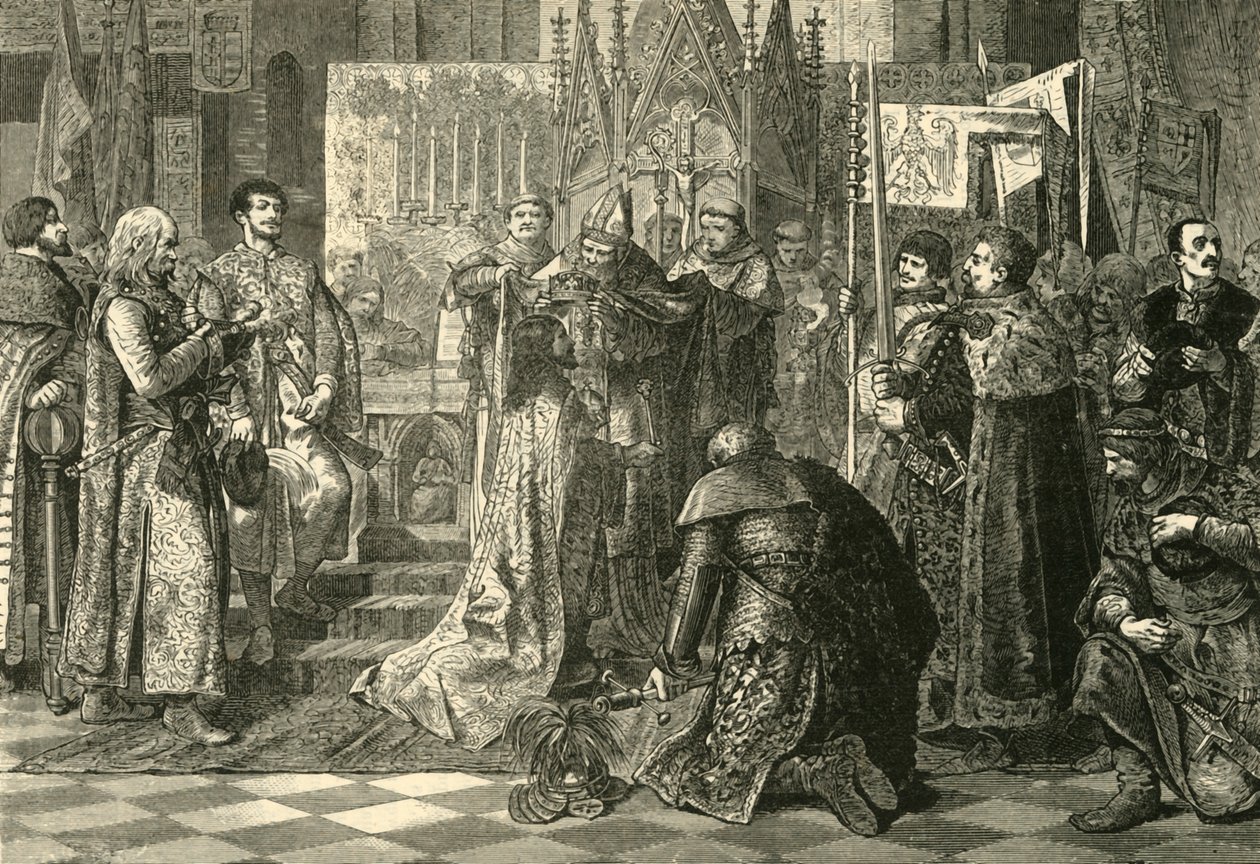 Krönung in Krakau von Ludwig I. von Ungarn als König von Polen, 1370, 1890 von Unbekannt