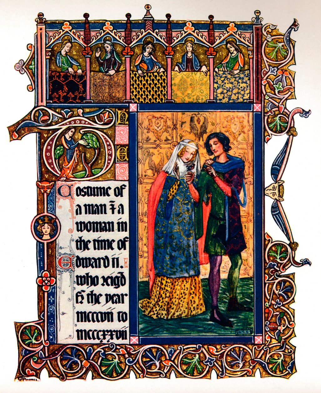 Kostüm eines Mannes und einer Frau zur Zeit von Edward II., 1909 von Unbekannt