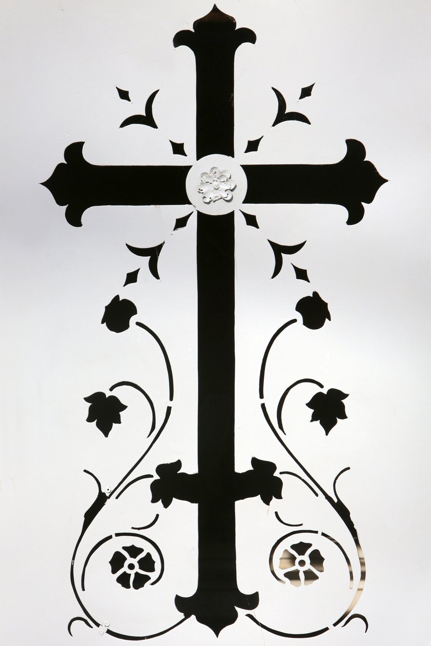 Kreuz auf dem Gewölbe einer weißen Tür, Paris, Frankreich von Unbekannt