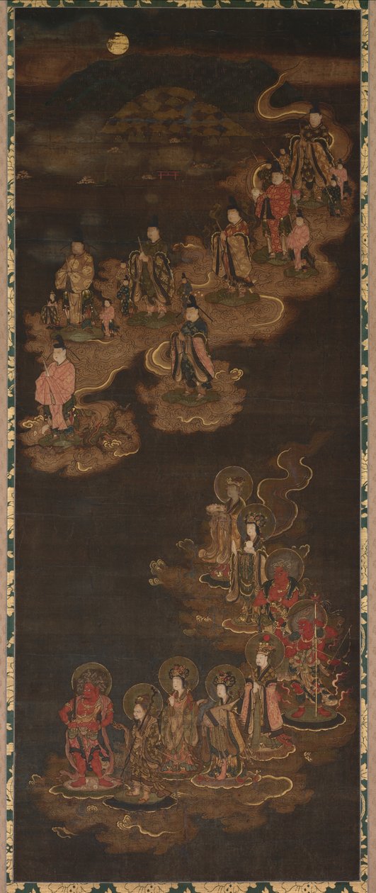 Abstieg der neun Leuchtkörper und der sieben Sterne in Kasuga, 1300er Jahre von Unbekannt