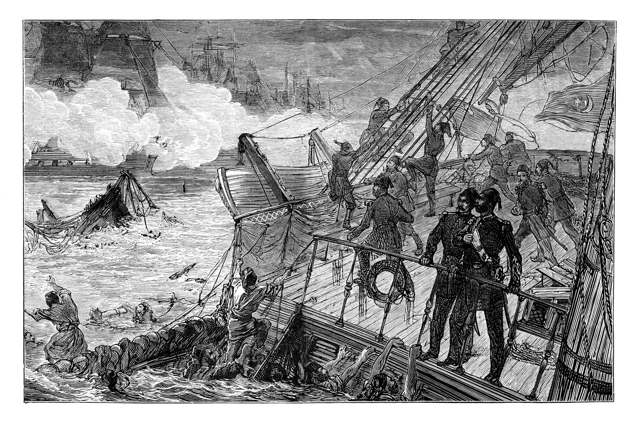 Zerstörung der türkischen Flotte bei Sinope von Unbekannt