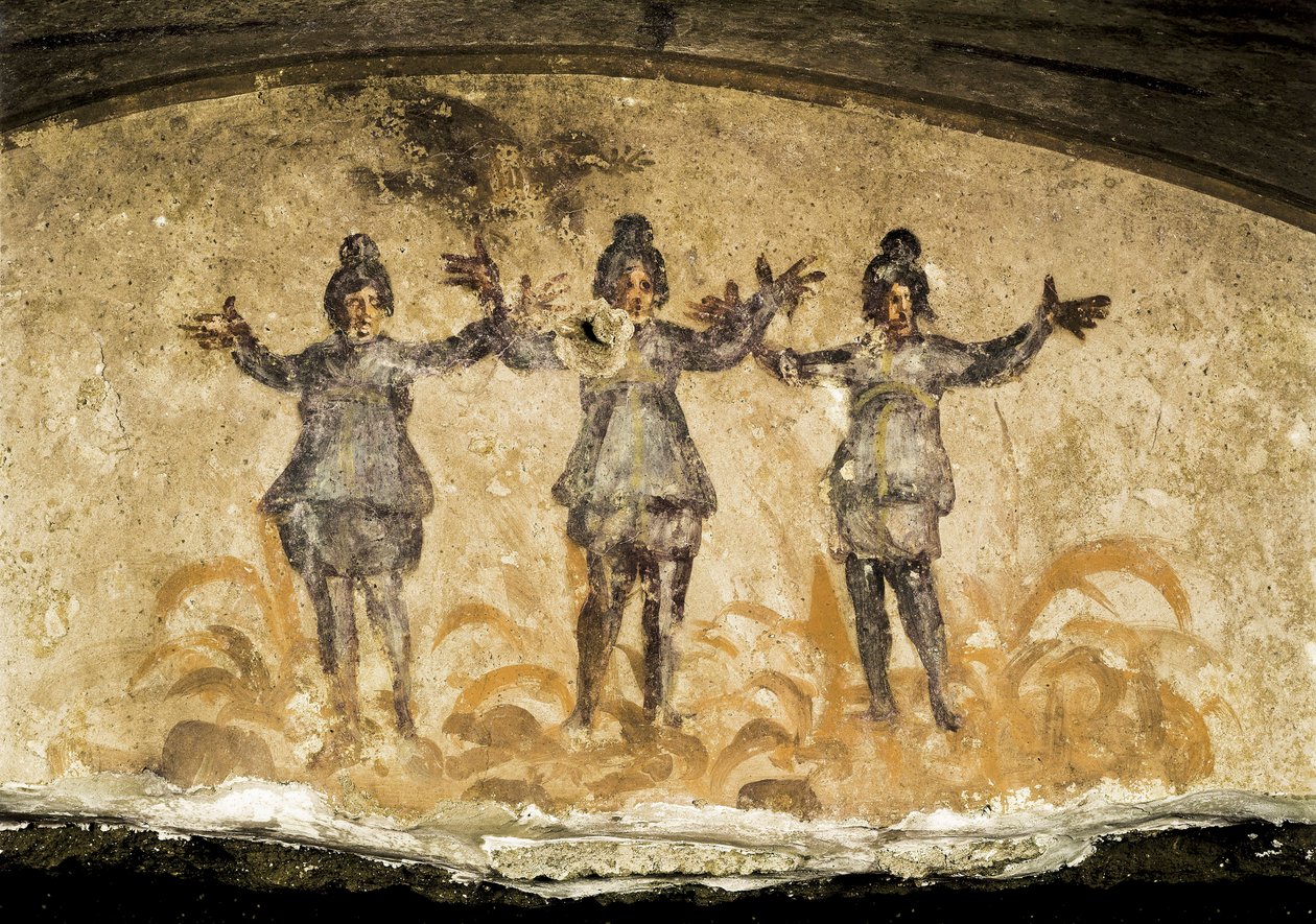 Detail eines Freskos aus den Katakomben von Priscilla, 2. oder 3. Jahrhundert n. Chr. von Unbekannt