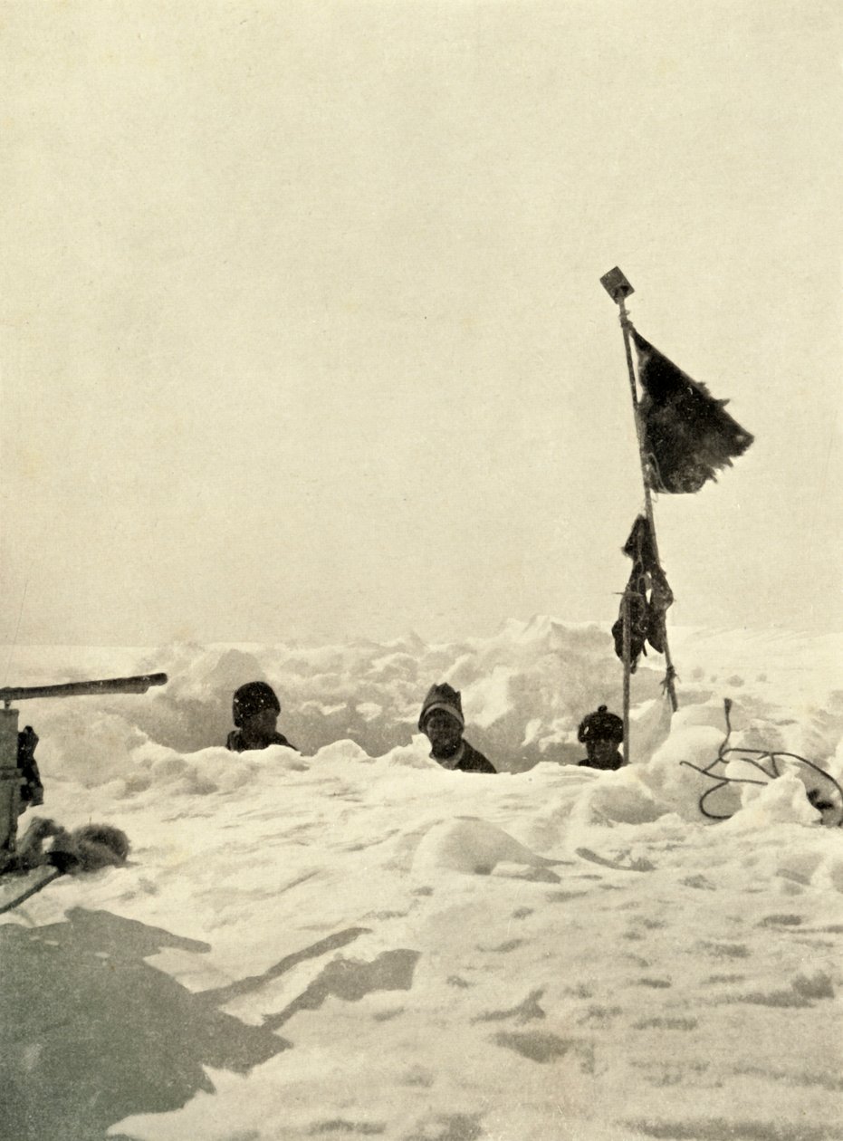 Graben zur Bestimmung der Schneetiefe über einem Depot, um 1908, 1909 von Unbekannt