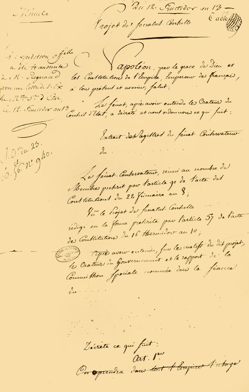 Entwurf der...Wiederherstellung des gregorianischen Kalenders, 29. August 1805, 1921 von Unbekannt