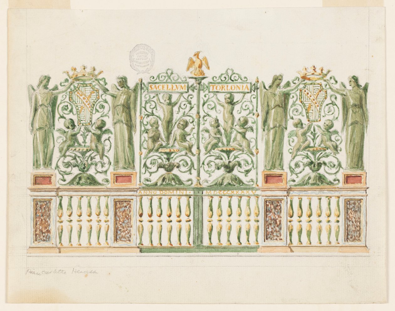 Zeichnung, Entwurf für ein Kapellentor, 1845 von Unbekannt
