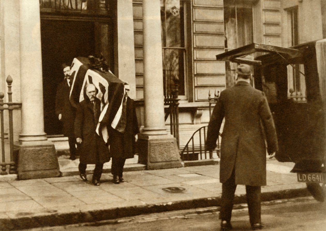 Der Sarg von Earl Haig wird aus dem Haus getragen, in dem er starb, London, 29. Januar 1928 von Unbekannt