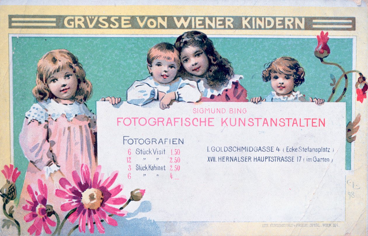 Werbekarte früher Wiener Fotografen von Unbekannt