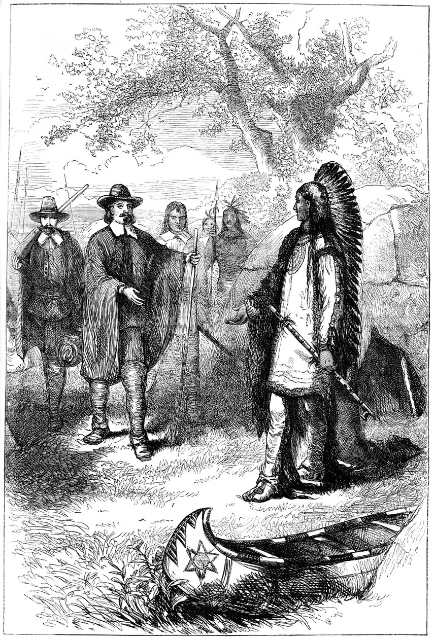 Edward Winslows Besuch bei Massasoit, 17. Jahrhundert um 1880 von Unbekannt