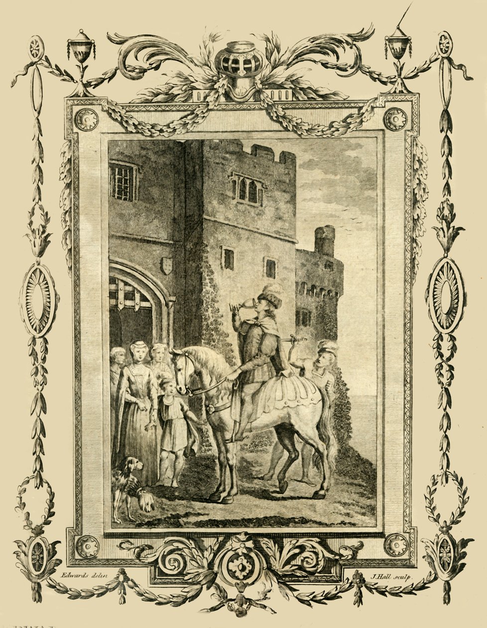 Eduard der Märtyrer, erstochen auf Befehl seiner Stiefmutter Elfrida, in Corfe Castle, 978, 1783 von Unbekannt