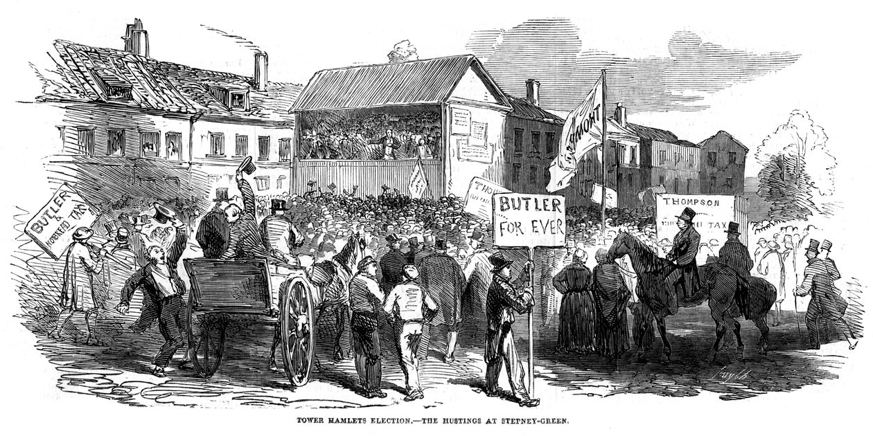 Wahlkampf in Stepney Green während der Tower Hamlets Wahl, London, 1852 von Unbekannt