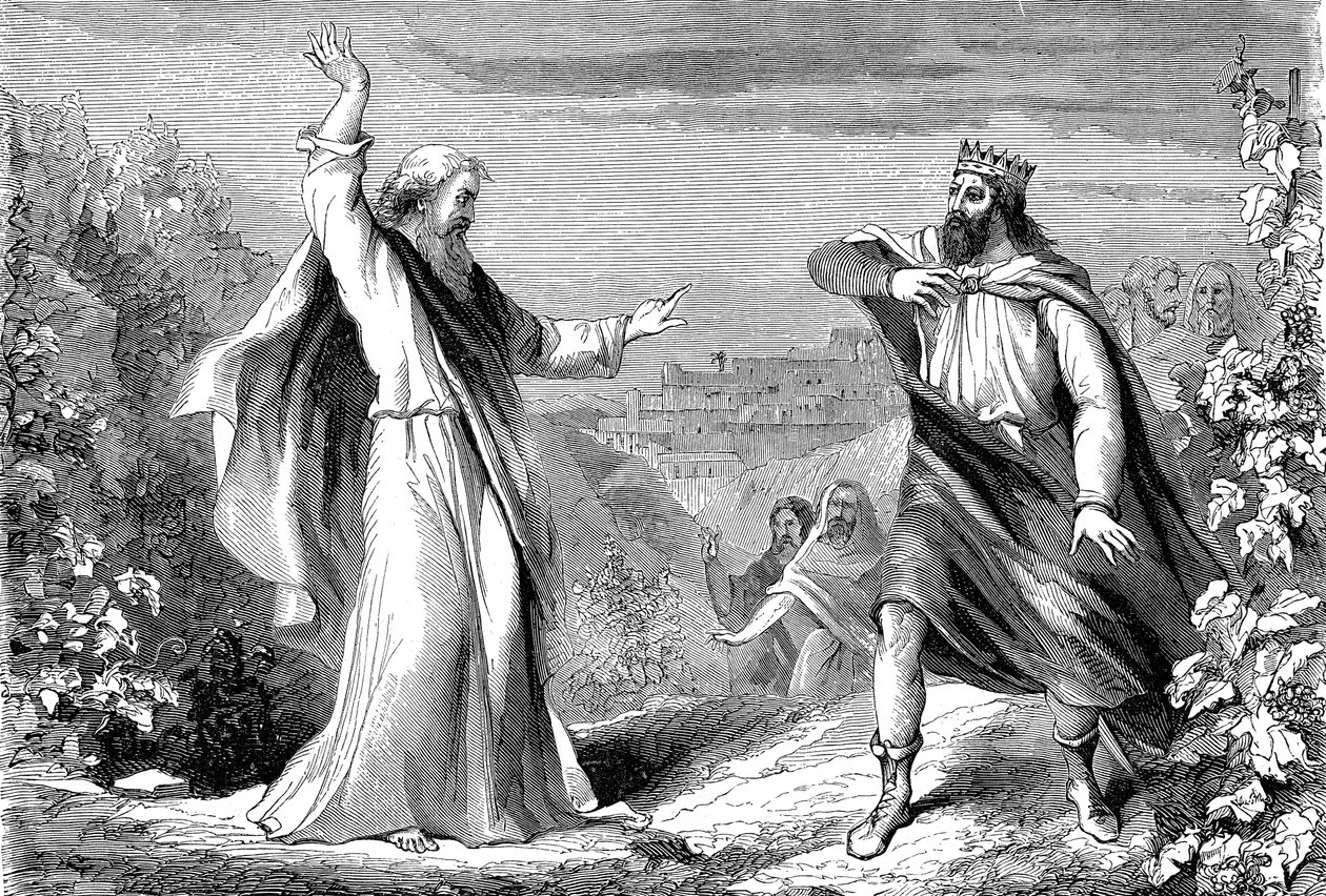 Elia, Prophet des Alten Testaments, verurteilt Ahab, den Götzenkönig von Israel, im Weinberg von Naboth von Unbekannt