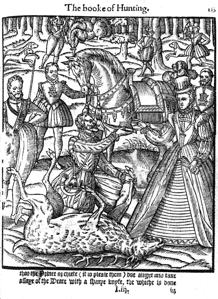 Elizabeth I. führt die Zeremonie des Hirschprüfens durch, 1576 von Unbekannt