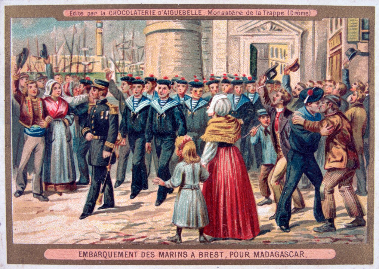 Einschiffung der Marinesoldaten in Brest nach Madagaskar, 1883 von Unbekannt