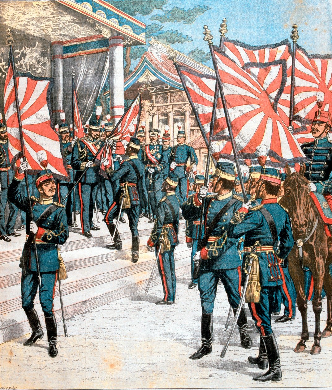 Kaiser von Japan überreicht Farben an japanische Regimenter, 1904 von Unbekannt