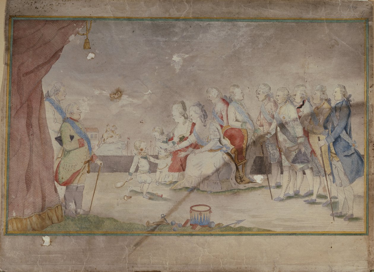 Kaiserin Katharina II. mit ihrer Familie und Höflingen von Unbekannt