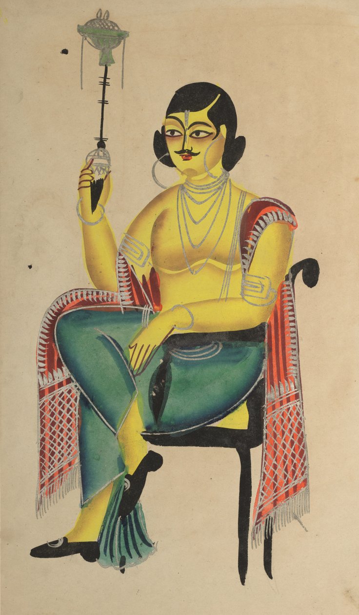 Englischer Babu, ein einheimischer indischer Angestellter, der eine Wasserpfeife hält, 1800er Jahre von Unbekannt