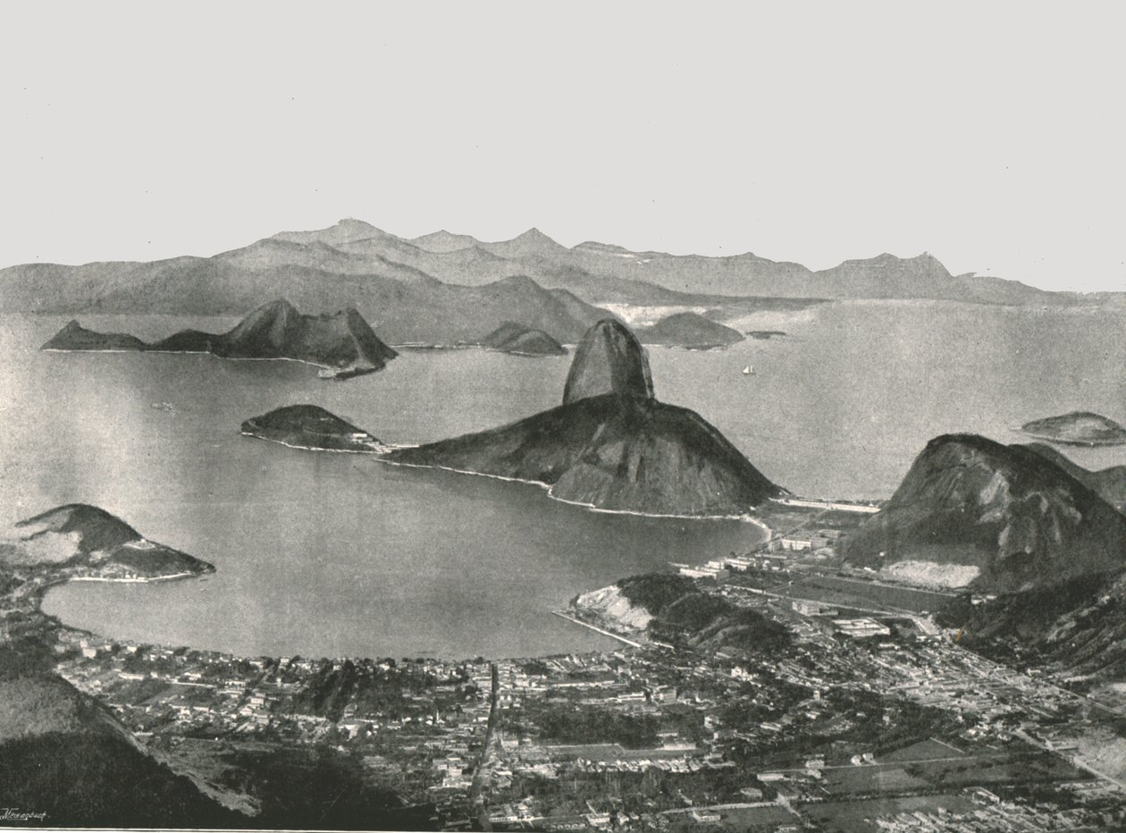 Eingang zur Bucht vom Gipfel des Corcovado, Rio de Janeiro, Brasilien, 1895 von Unbekannt