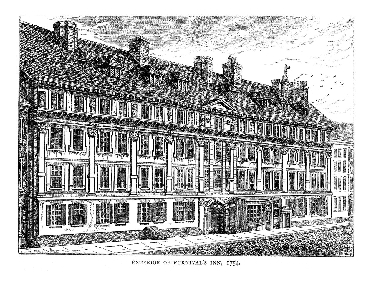 Außenansicht von Furnivals Inn, 1754 von Unbekannt