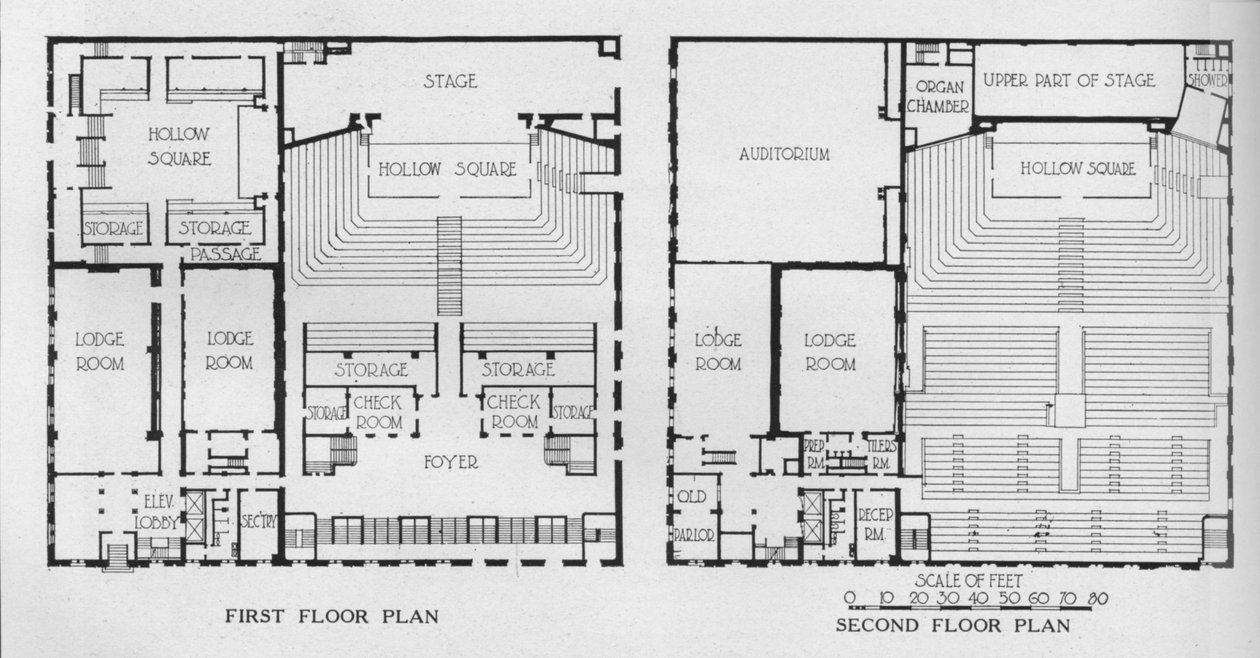 Grundrisse, der Freimaurertempel, Birmingham, Alabama, 1924 von Unbekannt