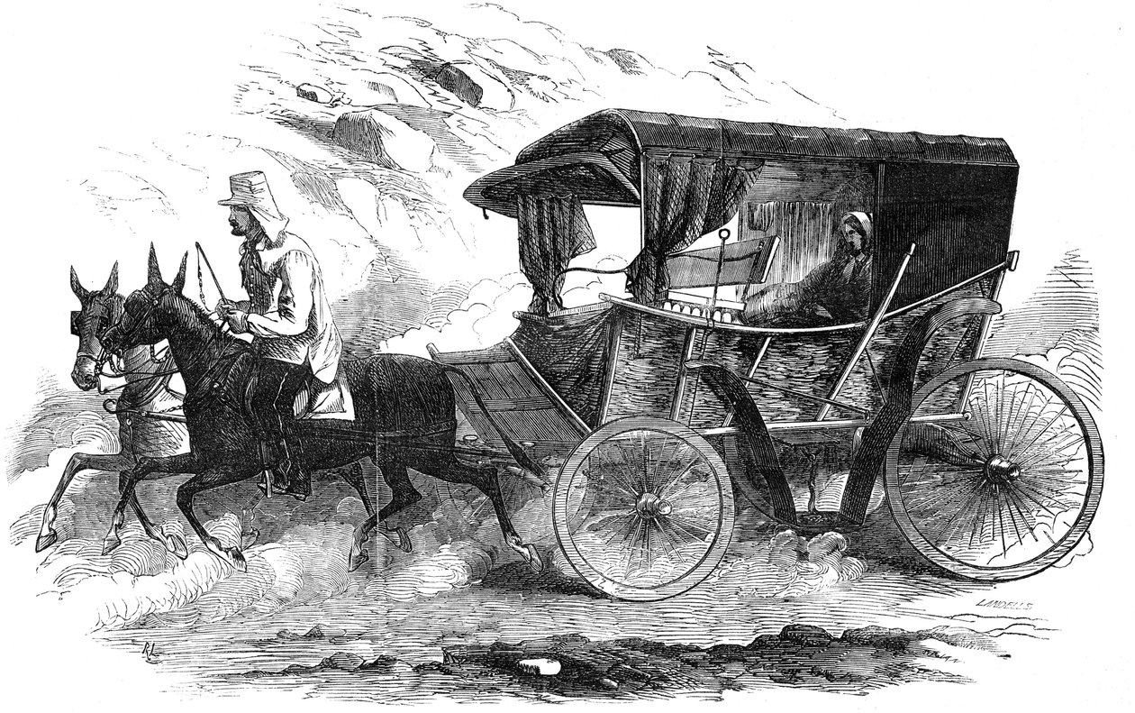 Florence Nightingale in ihrer Kutsche auf der Krim, 1856 von Unbekannt