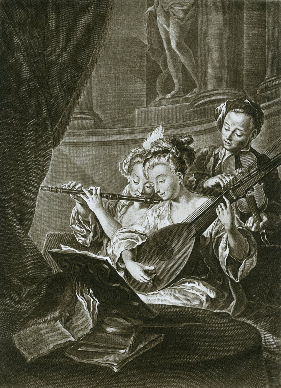 Flöte, Geige und Chitarrone George Frederick Handel als junger Musiker in Hamburg von Unbekannt