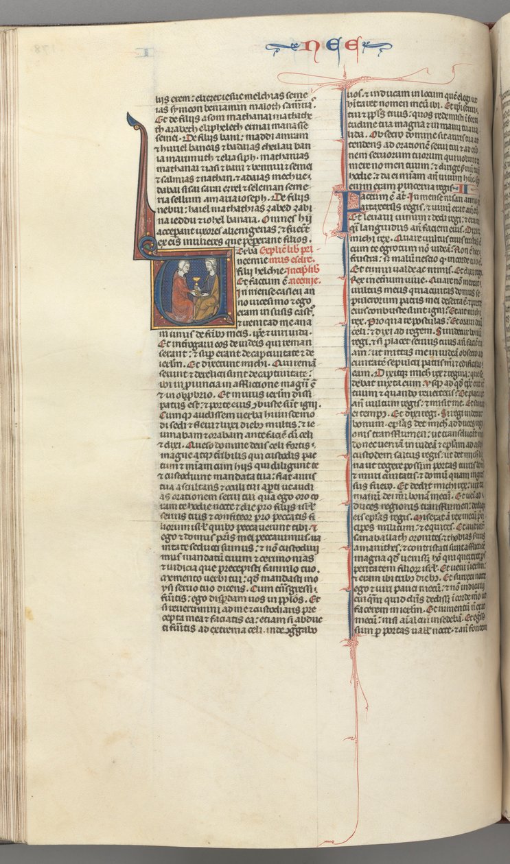 Nehemia überreicht Artaxerxes den goldenen Becher (historiierte Initiale V) von Unbekannt