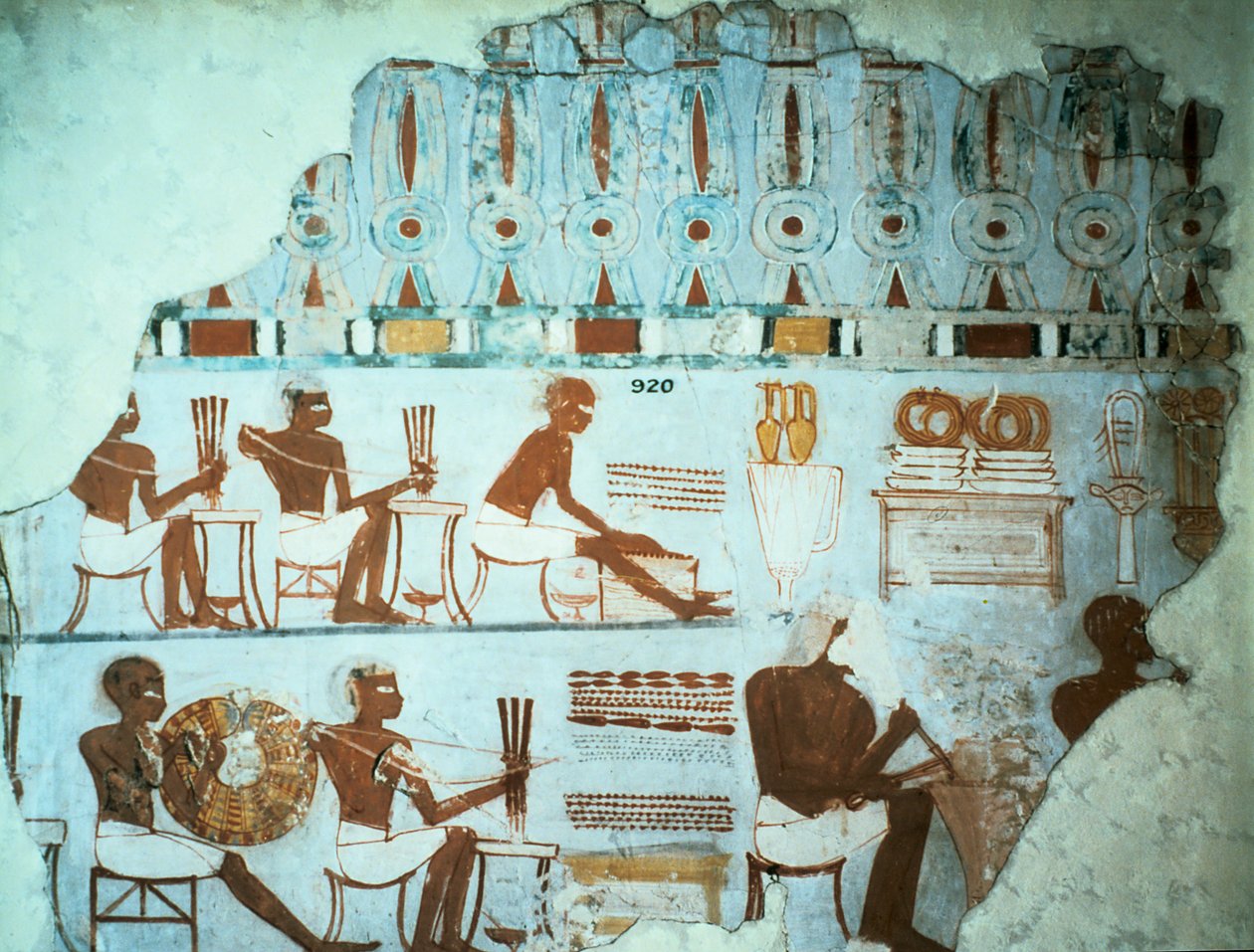 Fragment eines bemalten Putzes aus dem Grab von Sebekhotep, aus Theben, Ägypten, 18. Dynastie, ca. 1400 v. Chr. von Unbekannt
