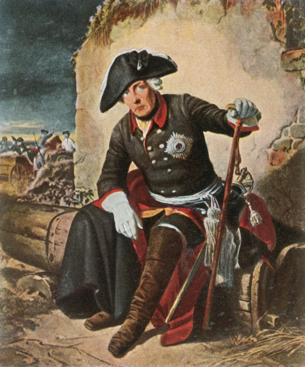 Friedrich der Große nach der Schlacht von Kolín, 18. Juni 1757, 1936 von Unbekannt