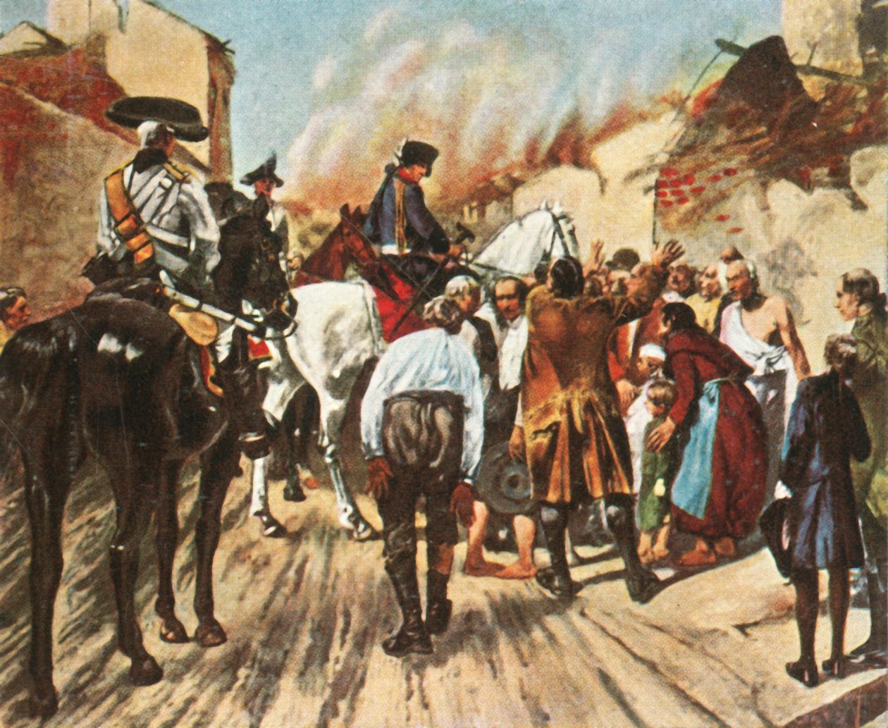 Friedrich der Große in den Ruinen von Küstrin vor der Schlacht von Zorndorf, 25. August 1758, 1936 von Unbekannt