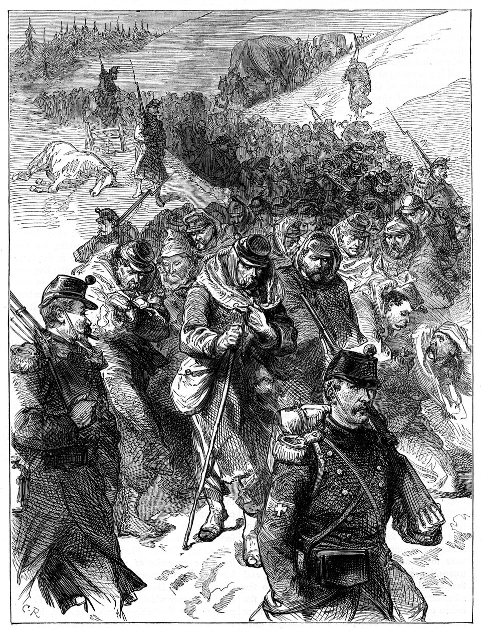Französischer Rückzug in die Schweiz, 30. Januar-1. Februar 1871 um 1880 von Unbekannt