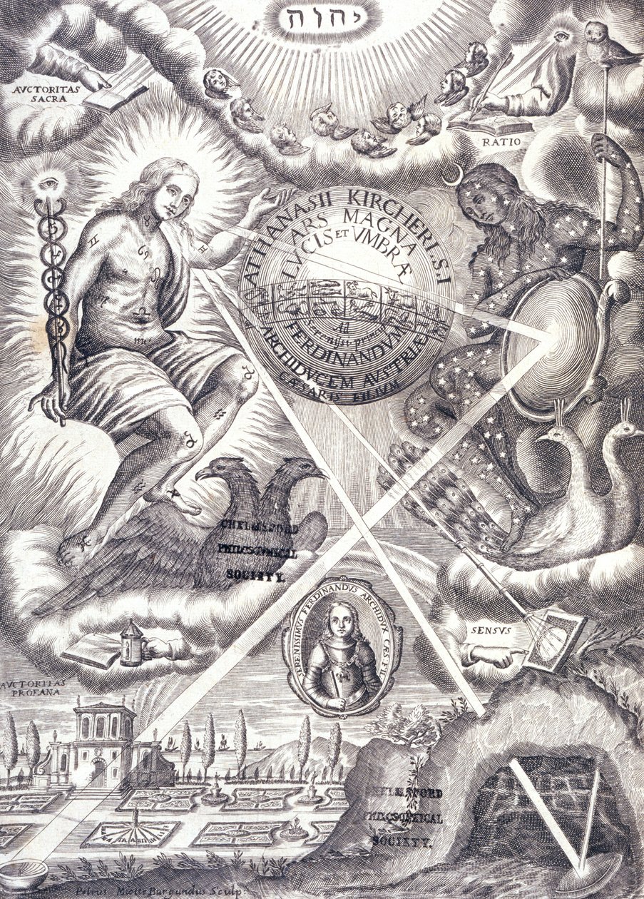 Frontispiz aus Athanasius Kirchers Ars Magna Lucis Et Umbrae von Unbekannt