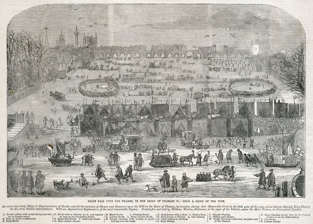 Frostmesse auf der Themse während der Herrschaft von Karl II., London, 1683 von Unbekannt