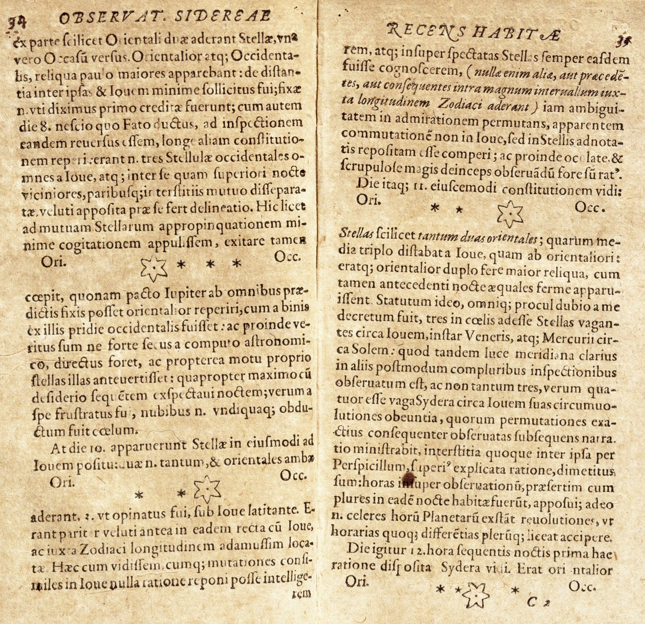 Galileos Zeichnungen der Jupitermonde von Unbekannt