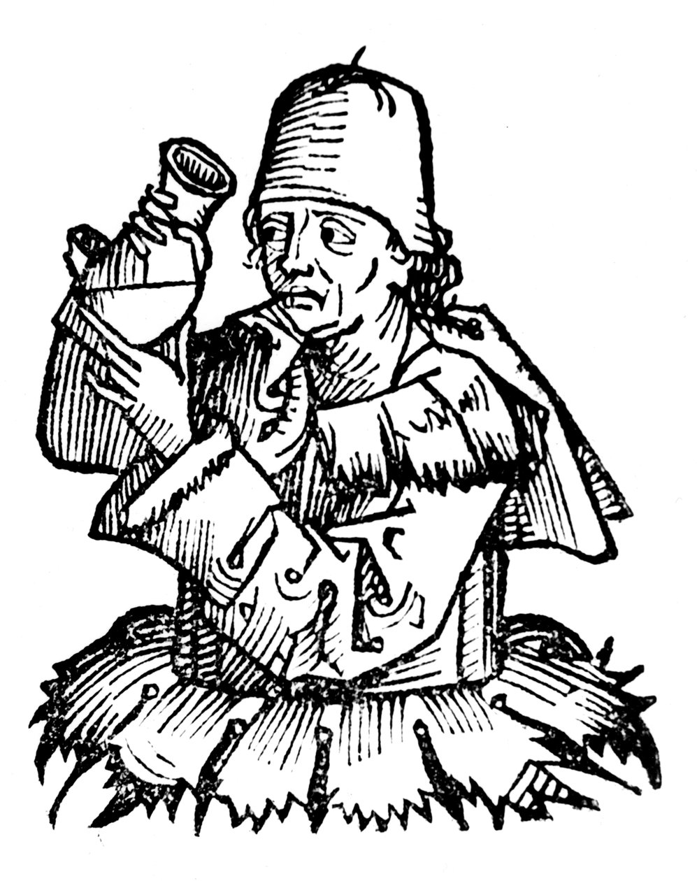 Gentile da Foligno, italienischer Arzt des 14. Jahrhunderts, untersucht eine Urinprobe, 1493 von Unbekannt