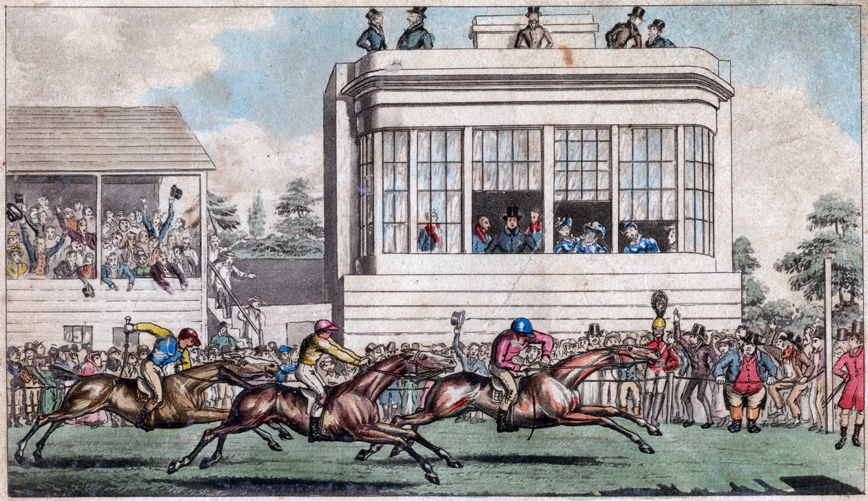 George IV und der Herzog von York, Die königliche Tribüne, Ascot, frühes 19. Jahrhundert von Unbekannt