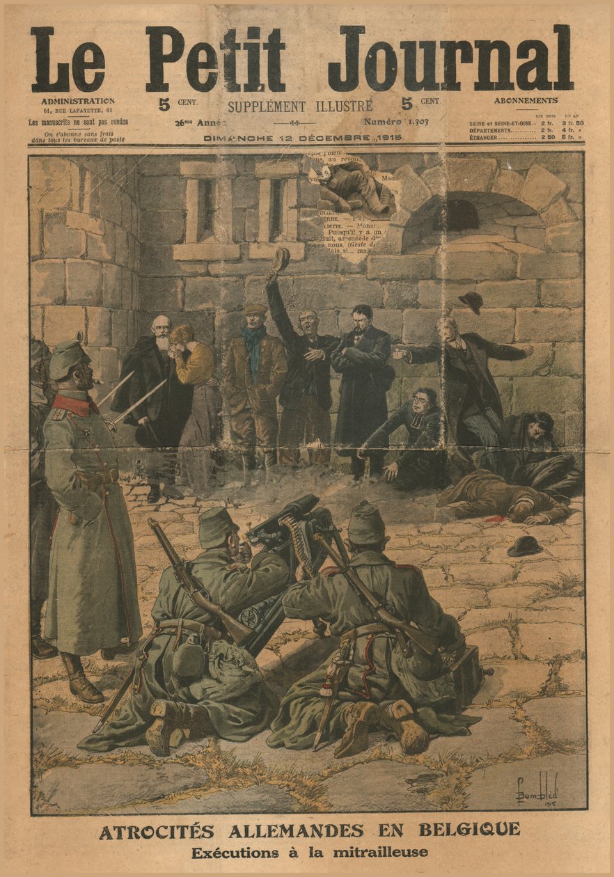 Deutsche Gräueltaten in Belgien: Hinrichtung durch Maschinengewehr, 1915 von Unbekannt