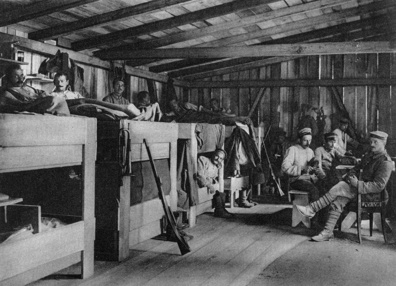 Deutsche Soldaten in einem Reduit-Unterstand, Vogesen, Frankreich, Erster Weltkrieg, 1916 von Unbekannt