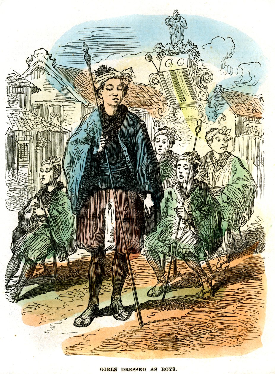 Mädchen als Jungen verkleidet, Neujahrsfestprozession in Yokohama, Japan, 1872 von Unbekannt