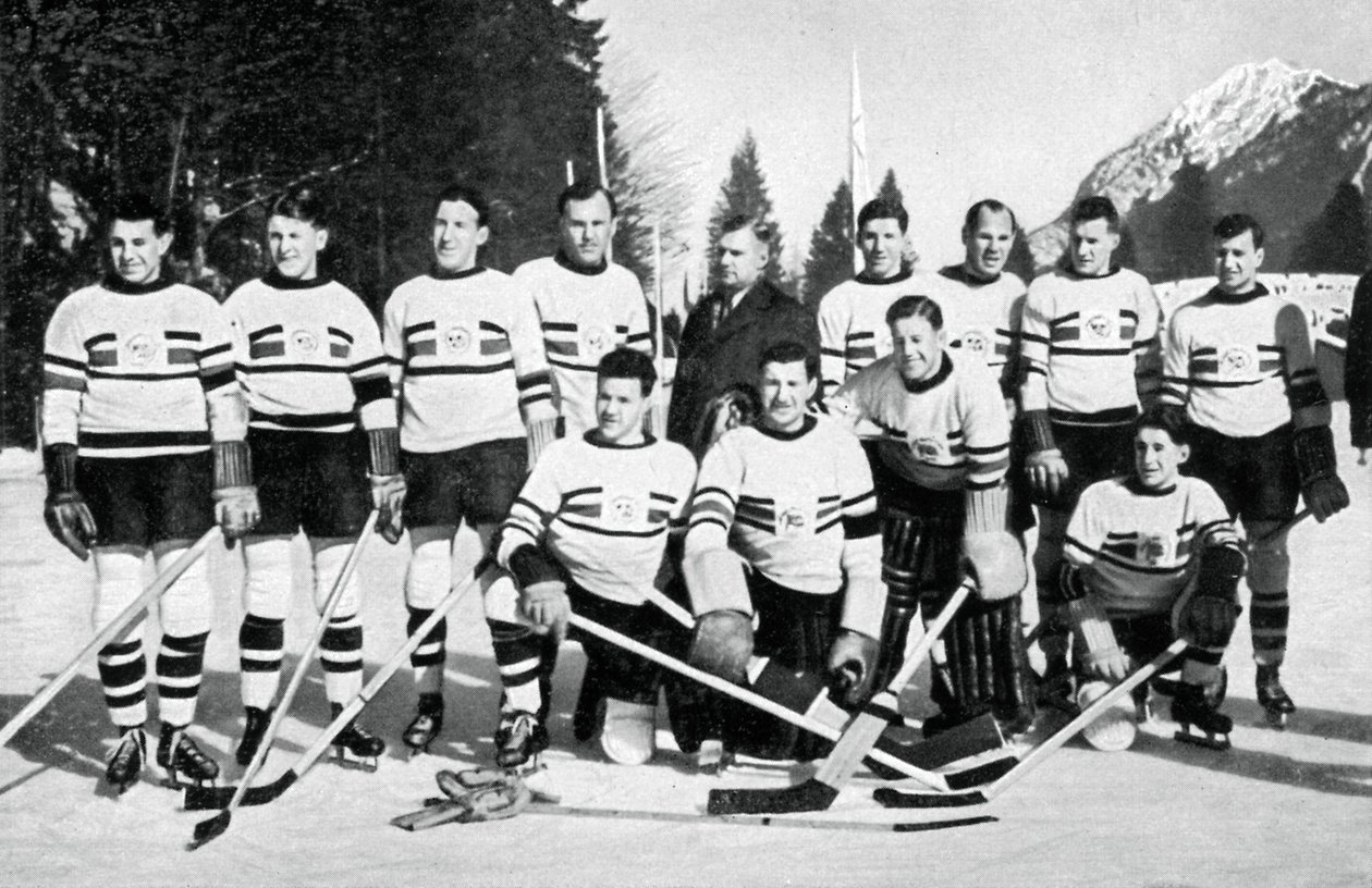 Eishockeyteam Großbritanniens, Olympische Winterspiele, Garmisch-Partenkirchen, Deutschland, 1936 von Unbekannt