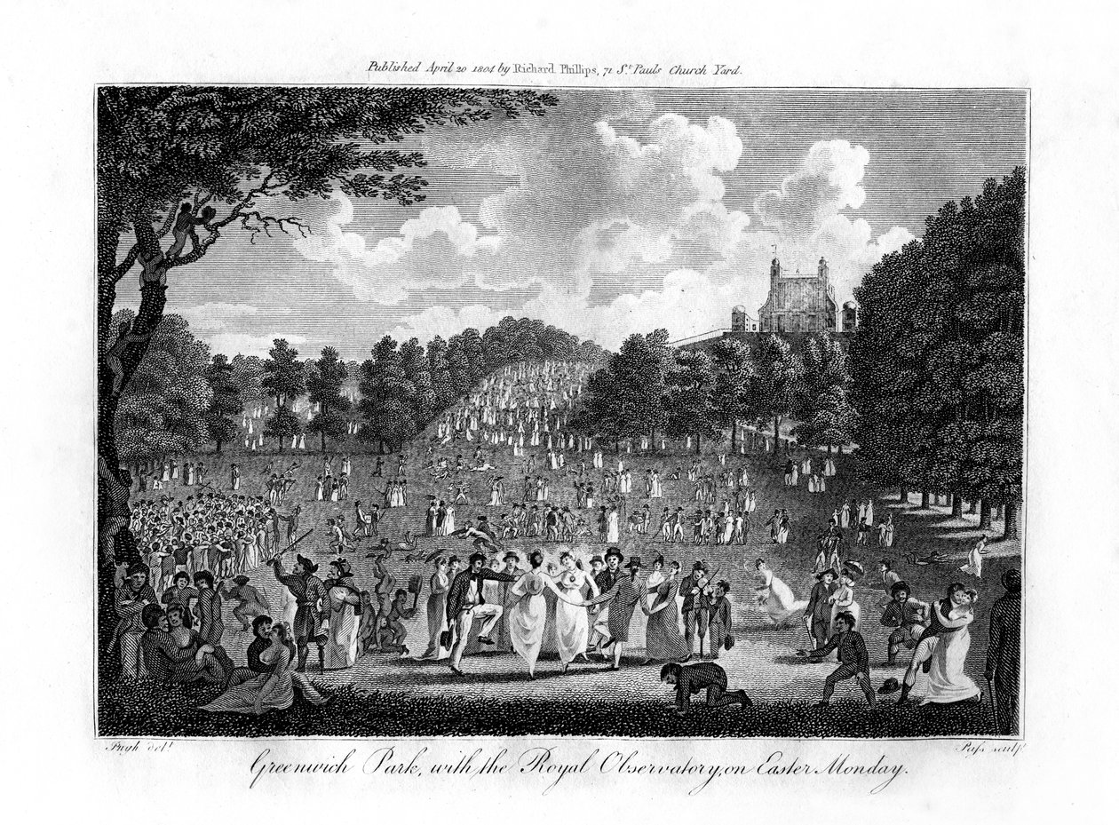 Greenwich Park, mit dem Royal Observatory, am Ostermontag, London, 1804 von Unbekannt