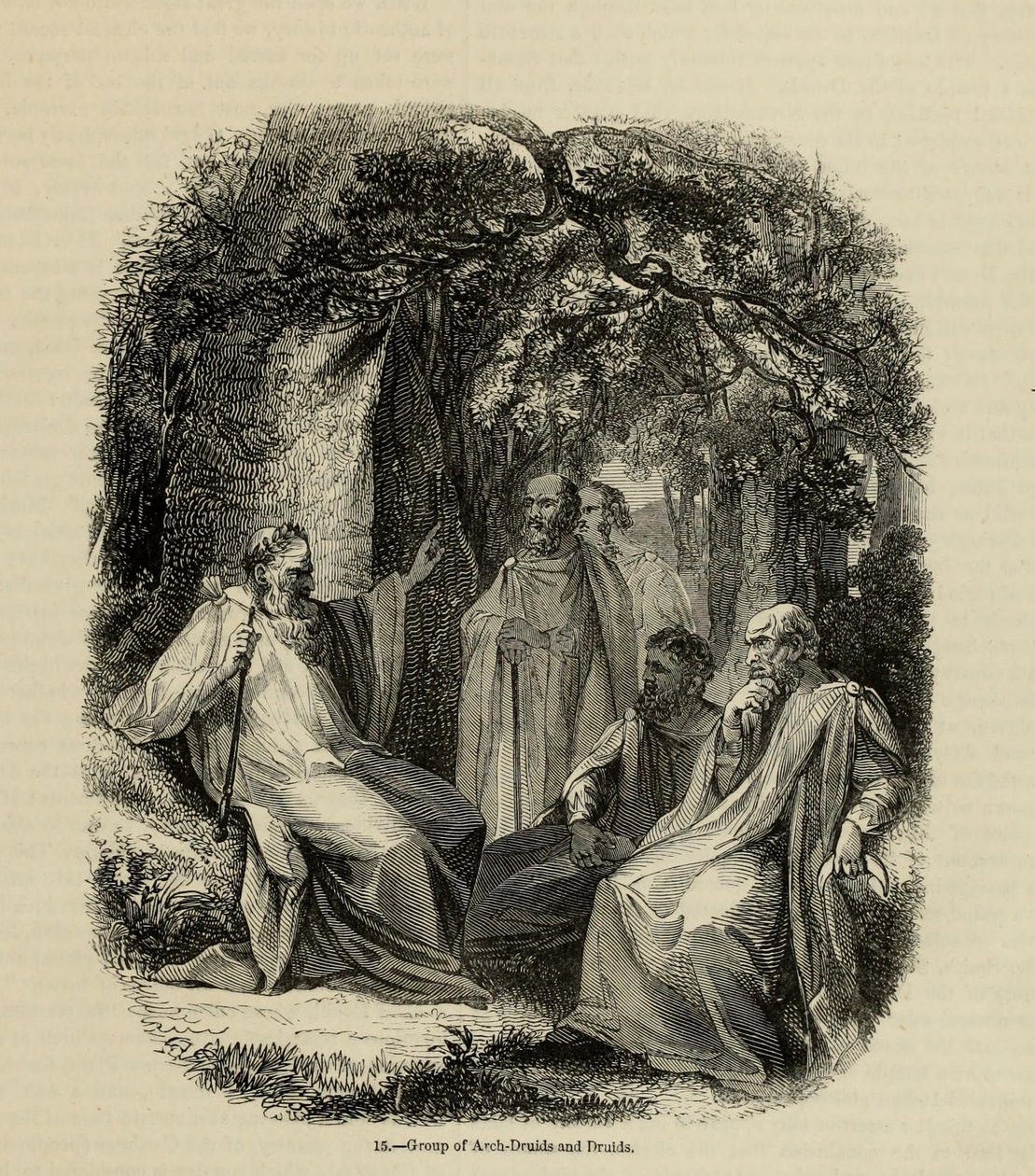 Gruppe von Erz-Druiden und Druiden aus dem Buch Old England: A Pictorial Museum, 1845 von Unbekannt