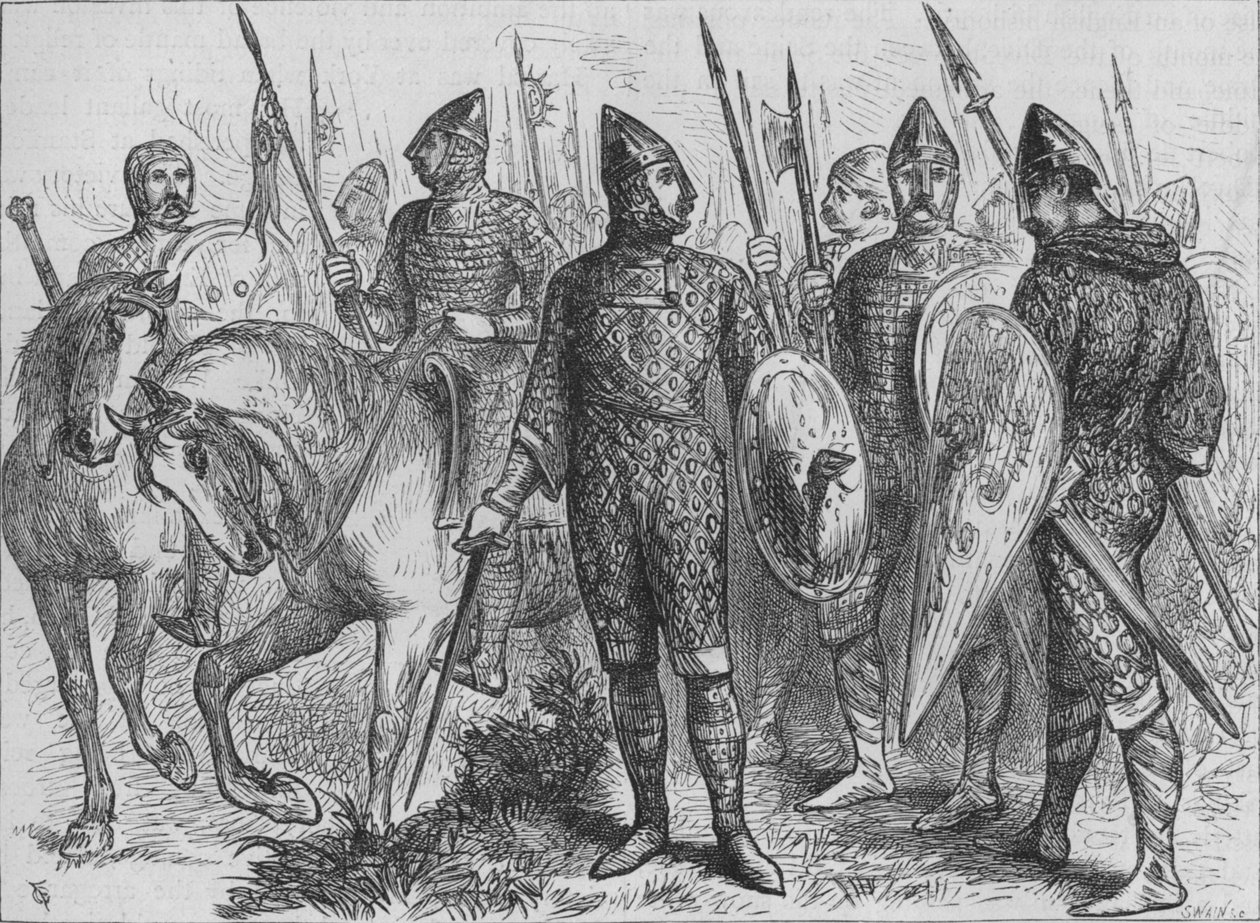 Gruppe normannischer Soldaten, 1066 n. Chr., um 1880 von Unbekannt