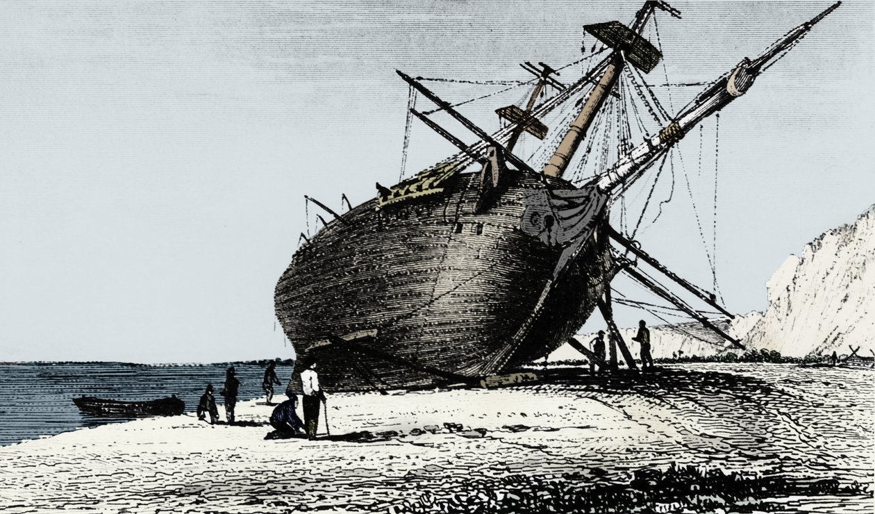 HMS Beagle an Land, Rio Santa Cruz, Patagonien, Südamerika von Unbekannt