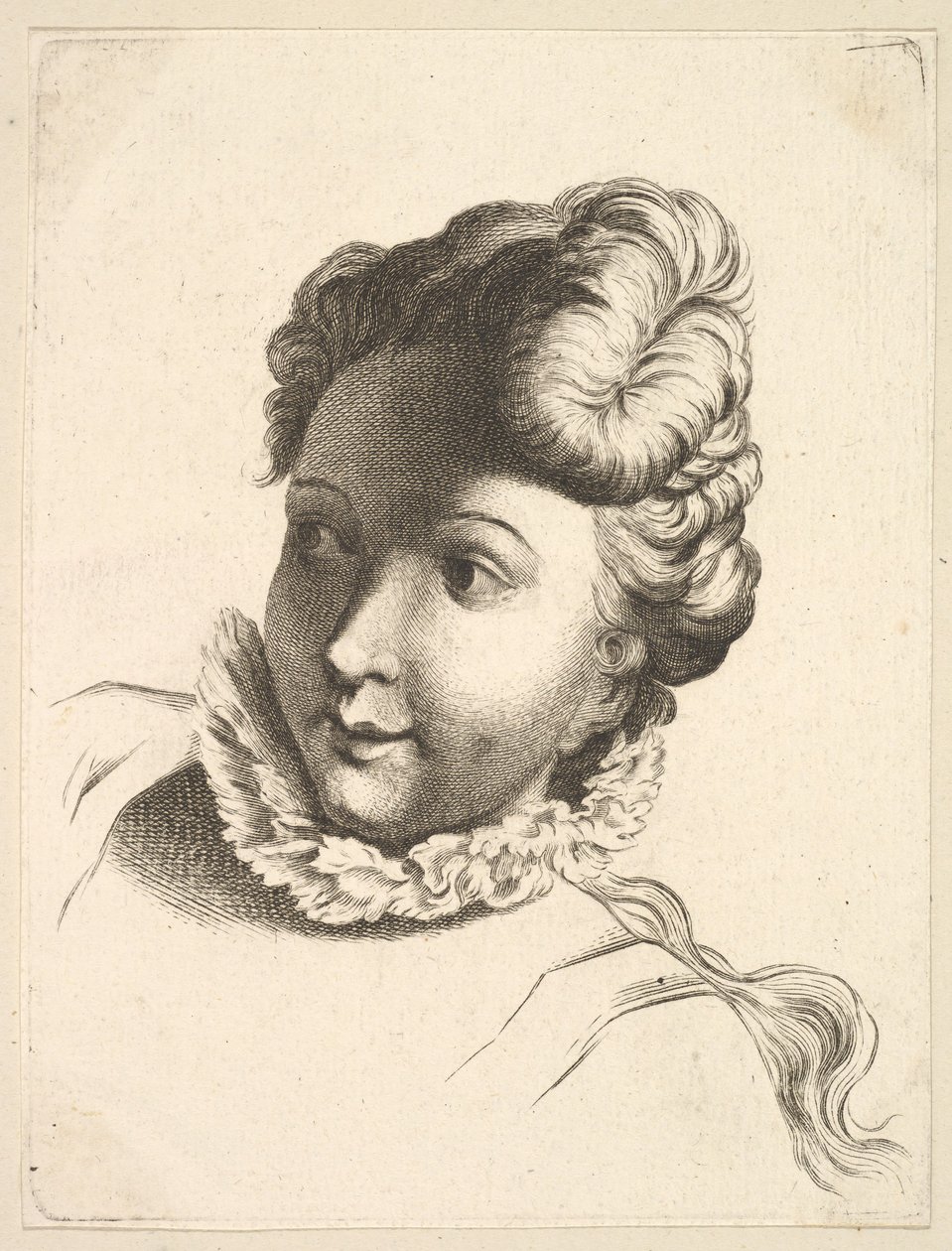 Kopf einer Frau mit Halskrause, aus Livre de Têtes Gravées d
