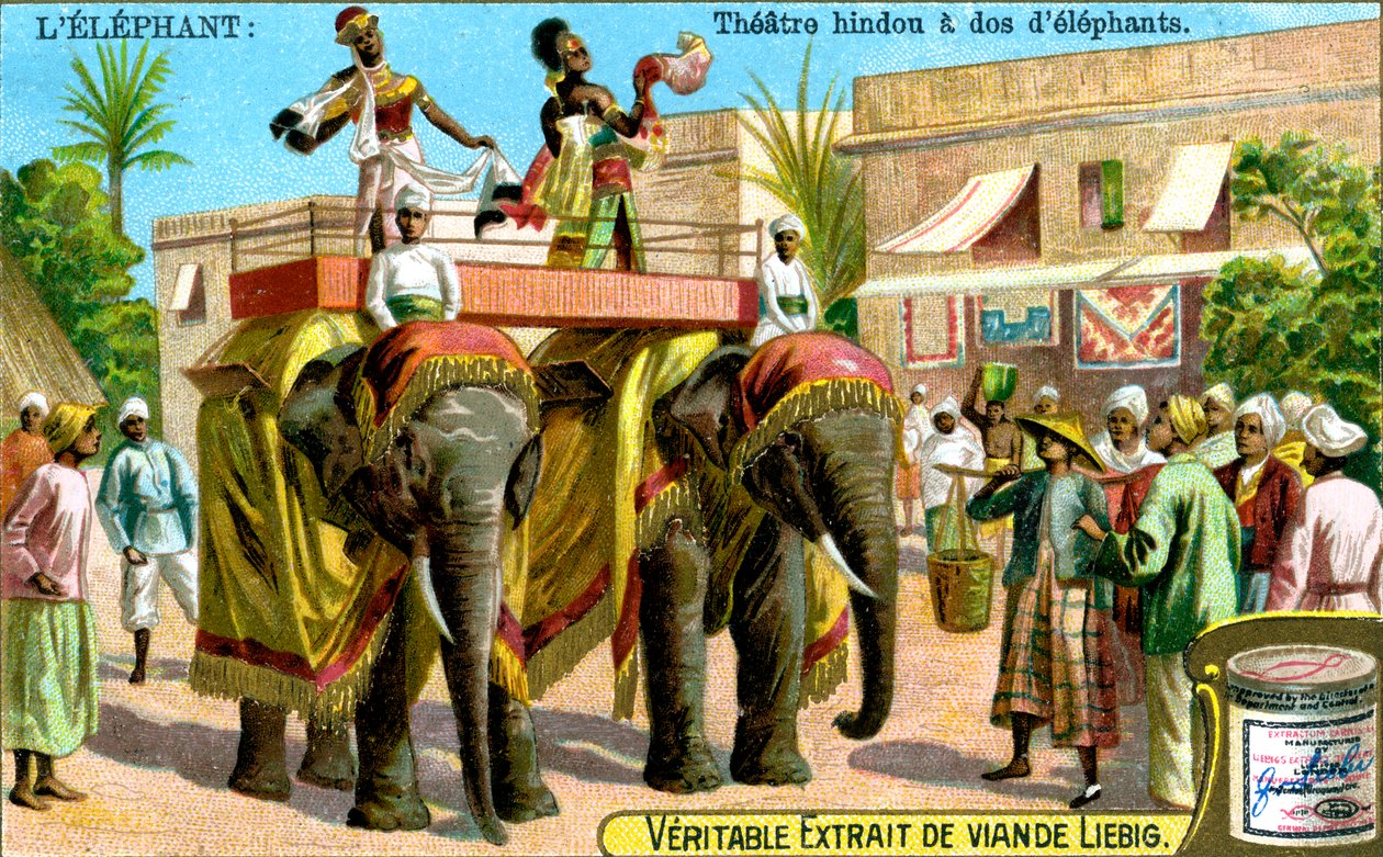 Hindu-Theater auf den Rücken von Elefanten, ca. 1900 von Unbekannt