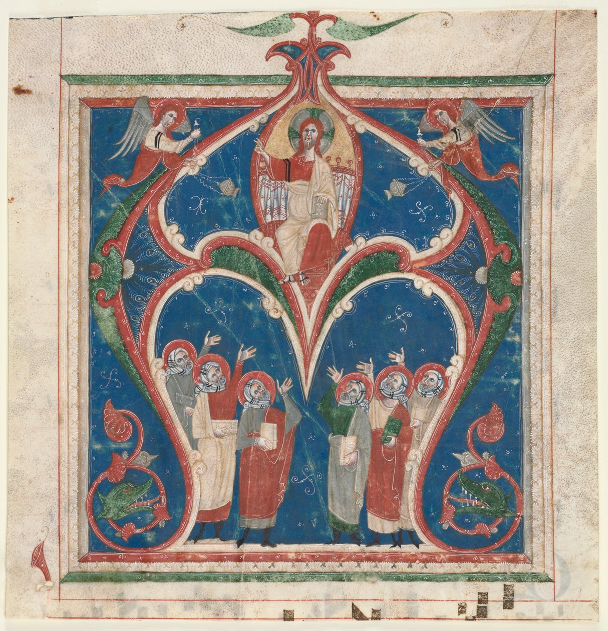 Historiierte Initiale A aus einem Antiphonar: Christus in Majestät mit Propheten von Unbekannt